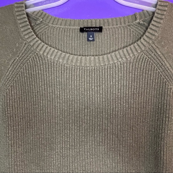 Talbots Olive Green Cable Knit Thick Yarn Sweater - Picture 2 of 3